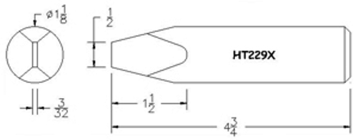 Hexacon HT229X Soldering Tip  -  1-1/8 Semi Chisel Tip   (for P550 Iron)