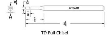 Hexacon HT361X  Soldering Tip -  1/8 Turned Down Full Chisel  (for 21A, 25S , P25 & 25H Irons) 