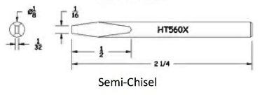 Hexacon HT560X Soldering Tip -  1/8 Semi Chisel  (for 21A, 25S , P25 & 25H Irons) 