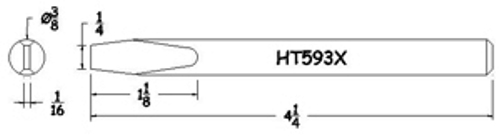 Hexacon HT593X Soldering Tip  -  3/8  Semi Chisel Tip   (for P155 & P115 Irons)