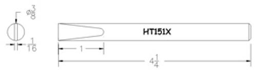 Hexacon HT151X Soldering tip  -  3/8 Full-Chisel (for P115 & P155, 115 & 115H Irons)