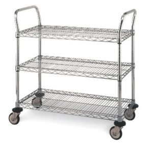 Metro MW701 3-Shelf Standard-Duty Utility Cart 18 x 24 Adjustable Chrome Wire Shelves