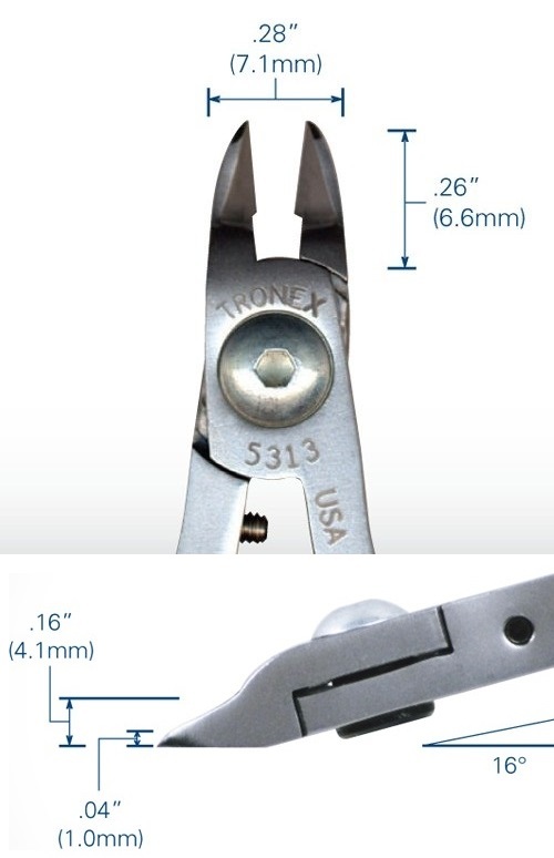 Tronex 5313 ESD-Safe Mini Oval Head Cutters | Extra Sharp Razor-Flush Cut | Standard Handle | 38-20 AWG