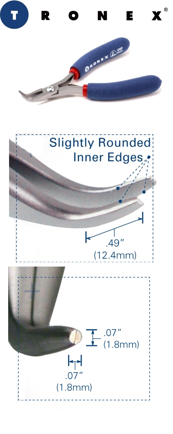 Tronex P551 ESD-Safe 60 Bent Nose Pliers | Fine Tips | Standard Handle