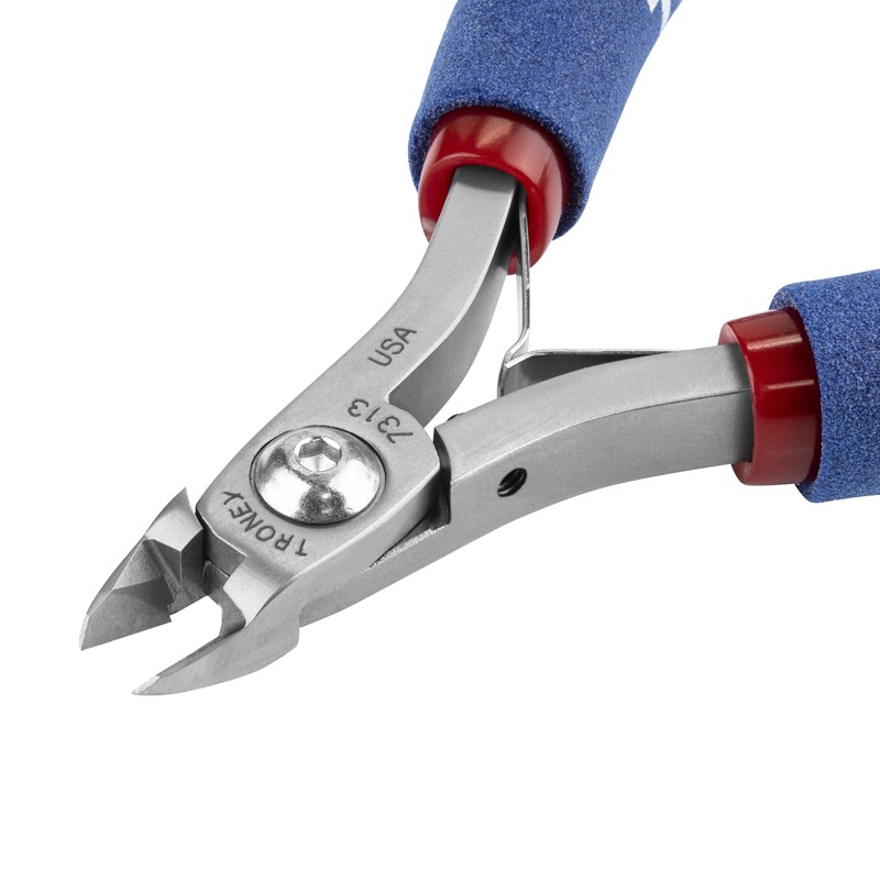 Tronex 7313 ESD-Safe Mini Oval Head Cutters | Extra Sharp Razor-Flush Cut | Long Handle | 38-20 AWG